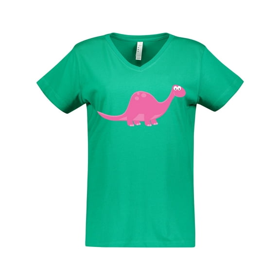 Inktastic Pink Dinosaur Women's V-Neck T-Shirt