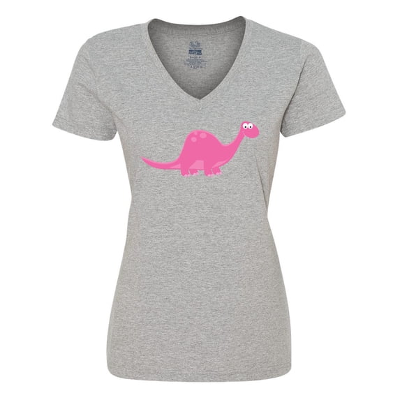 Inktastic Pink Dinosaur Women's V-Neck T-Shirt