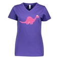 thumbnail image 1 of Inktastic Pink Dinosaur Women's V-Neck T-Shirt, 1 of 5