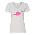 thumbnail image 1 of Inktastic Pink Dinosaur Women's V-Neck T-Shirt, 1 of 5