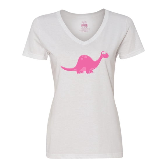 Inktastic Pink Dinosaur Women's V-Neck T-Shirt