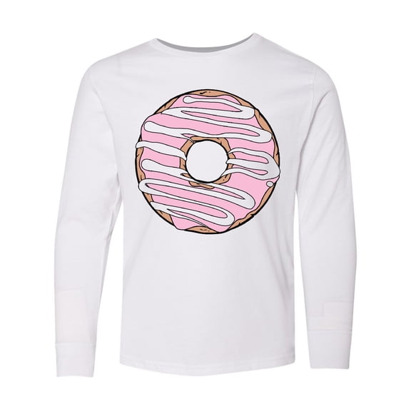 Inktastic Pink Donut, Donut Frosting, Donut Icing, Glaze Long Sleeve Youth T-Shirt