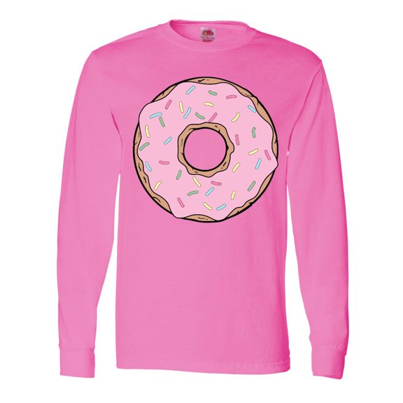 Inktastic Pink Donut with Sprinkles Long Sleeve T-Shirt