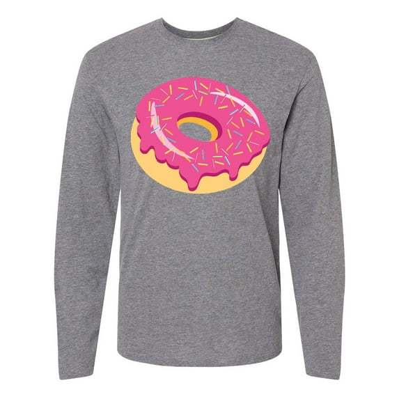 Inktastic Pink Donut with Sprinkles Long Sleeve T-Shirt