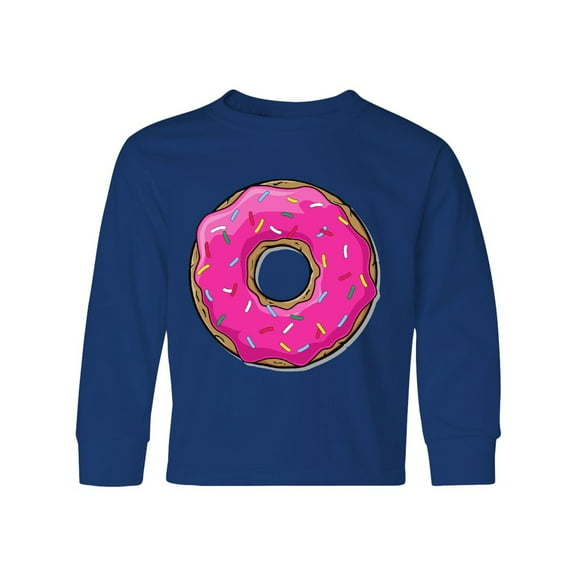 Inktastic Pink Donut with Sprinkles Long Sleeve Youth T-Shirt