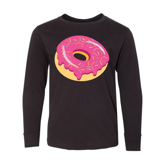 Inktastic Pink Donut with Sprinkles Long Sleeve Youth T-Shirt