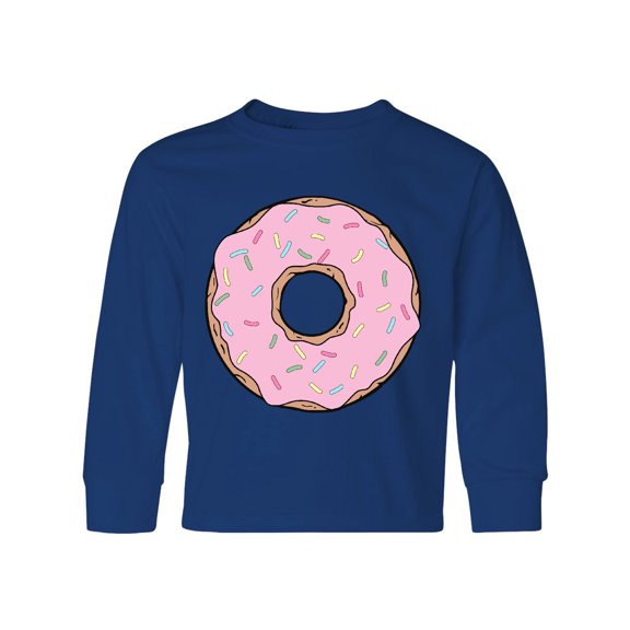 Inktastic Pink Donut with Sprinkles Long Sleeve Youth T-Shirt