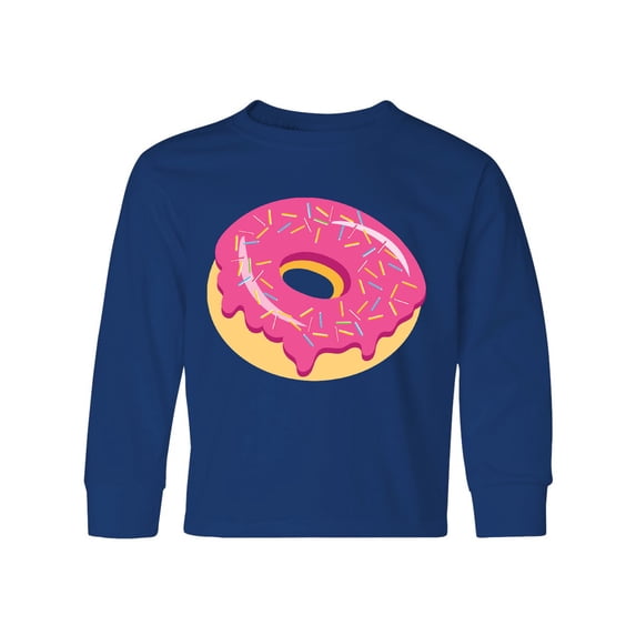 Inktastic Pink Donut with Sprinkles Long Sleeve Youth T-Shirt