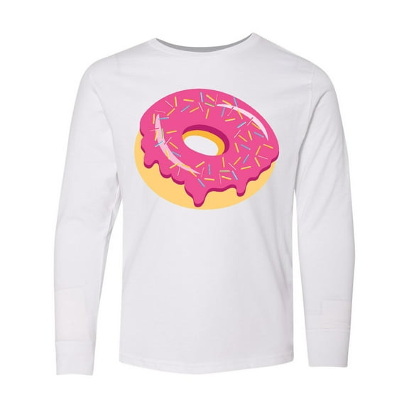 Inktastic Pink Donut with Sprinkles Long Sleeve Youth T-Shirt