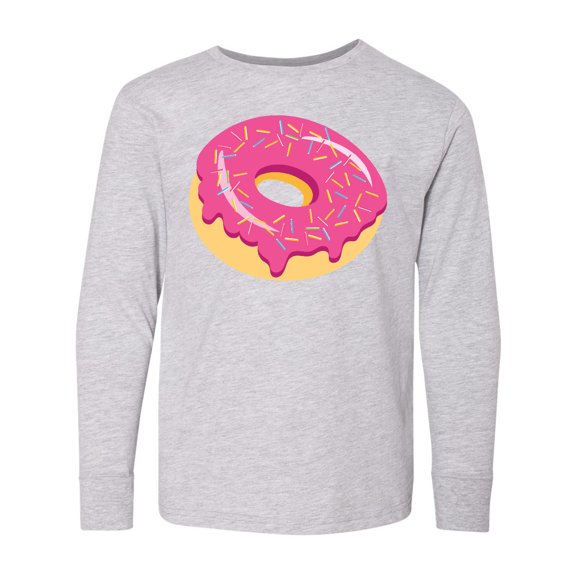 Inktastic Pink Donut with Sprinkles Long Sleeve Youth T-Shirt