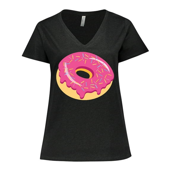 Inktastic Pink Donut with Sprinkles Women's Plus Size V-Neck T-Shirt