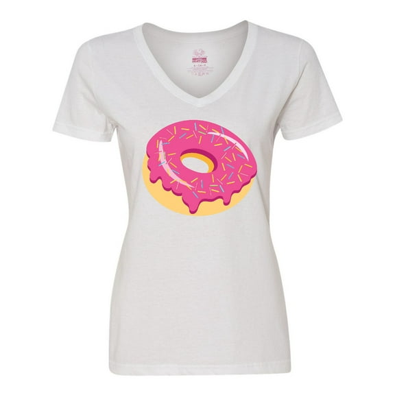 Inktastic Pink Donut with Sprinkles Women's V-Neck T-Shirt