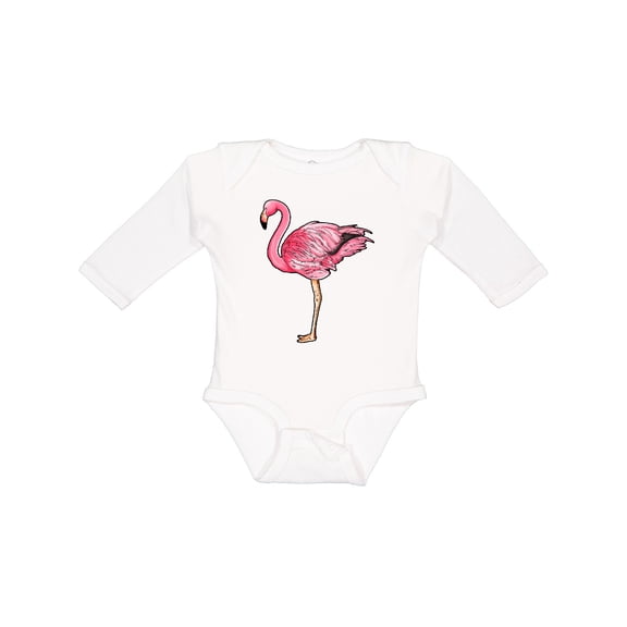 Inktastic Pink Flamingo Boys or Girls Long Sleeve Baby Bodysuit
