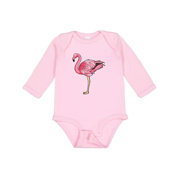 Inktastic Pink Flamingo Boys or Girls Long Sleeve Baby Bodysuit