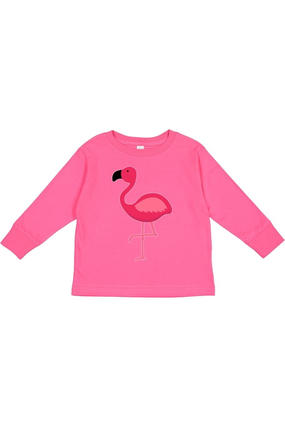 Pink Flamingo Boys or Girls Long Sleeve Toddler T-Shirt