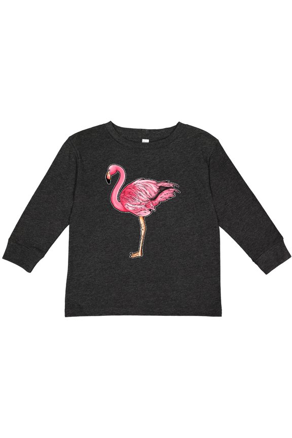 Pink Flamingo Boys or Girls Long Sleeve Toddler T-Shirt