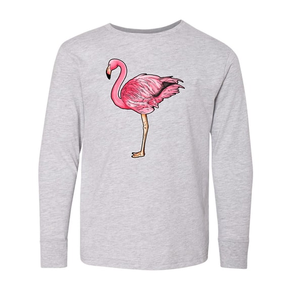 Inktastic Pink Flamingo Long Sleeve Youth T-Shirt