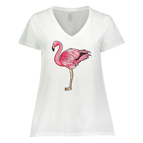 Inktastic Pink Flamingo Women's Plus Size V-Neck T-Shirt