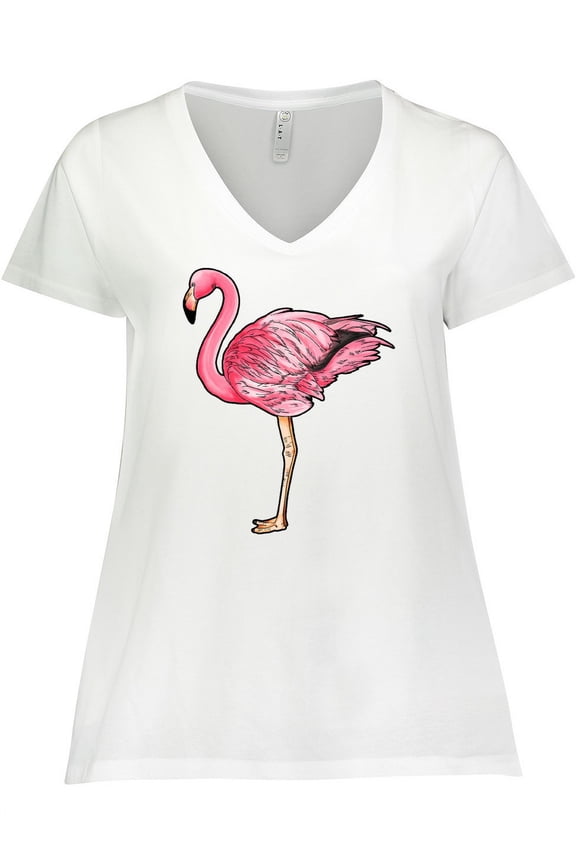 Pink Flamingo Women's Plus Size V-Neck T-Shirt