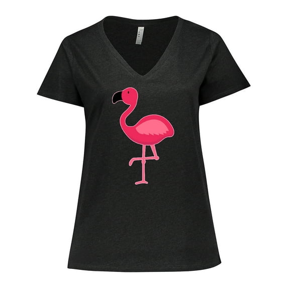Inktastic Pink Flamingo Women's Plus Size V-Neck T-Shirt