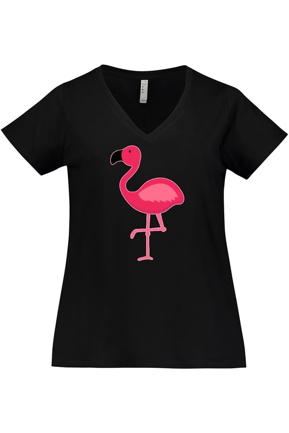 Pink Flamingo Women's Plus Size V-Neck T-Shirt