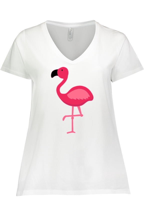 Pink Flamingo Women's Plus Size V-Neck T-Shirt