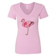 thumbnail image 1 of Inktastic Pink Flamingo Women's V-Neck T-Shirt, 1 of 5