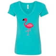 thumbnail image 1 of Inktastic Pink Flamingo Women's V-Neck T-Shirt, 1 of 5