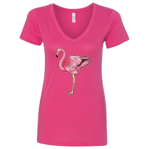 Inktastic Pink Flamingo Women's V-Neck T-Shirt
