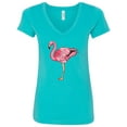 thumbnail image 1 of Inktastic Pink Flamingo Women's V-Neck T-Shirt, 1 of 5