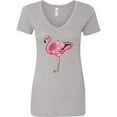 thumbnail image 1 of Inktastic Pink Flamingo Women's V-Neck T-Shirt, 1 of 5