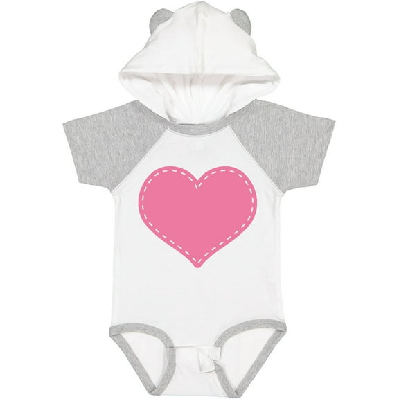 Inktastic Pink Heart (Stitch Border) Girls Baby Bodysuit