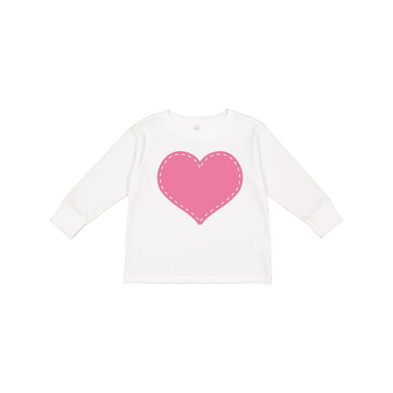 Inktastic Pink Heart (Stitch Border) Girls Long Sleeve Toddler T-Shirt