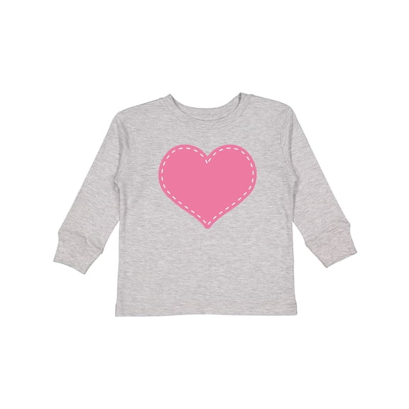 Inktastic Pink Heart (Stitch Border) Girls Long Sleeve Toddler T-Shirt