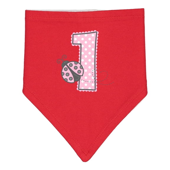 Inktastic Pink Ladybug 1st Birthday Baby Bandana Bib