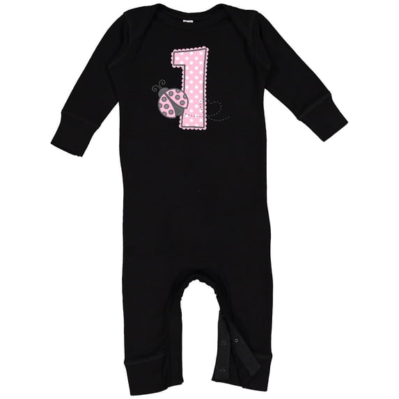Inktastic Pink Ladybug 1st Birthday Baby Romper Coveralls
