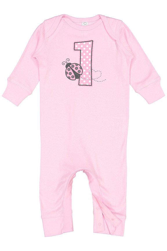 Pink Ladybug 1st Birthday Baby Romper Coveralls