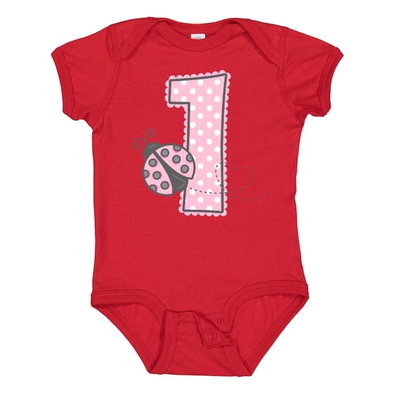 Inktastic Pink Ladybug 1st Birthday Girls Baby Bodysuit