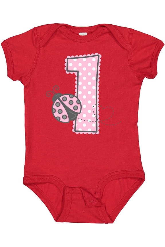 Pink Ladybug 1st Birthday Girls Baby Bodysuit