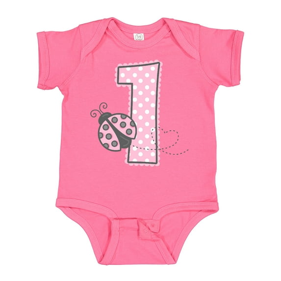 Inktastic Pink Ladybug 1st Birthday Girls Baby Bodysuit