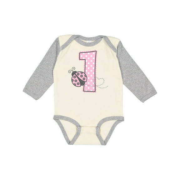 Inktastic Pink Ladybug 1st Birthday Girls Long Sleeve Baby Bodysuit