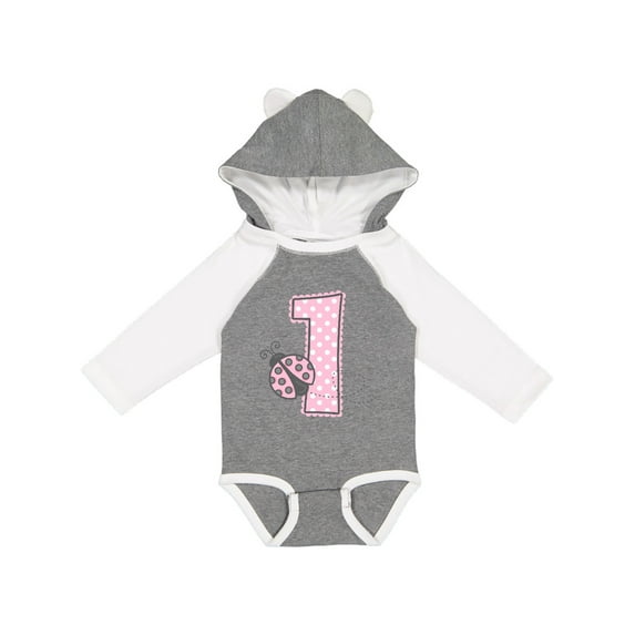 Inktastic Pink Ladybug 1st Birthday Girls Long Sleeve Baby Bodysuit