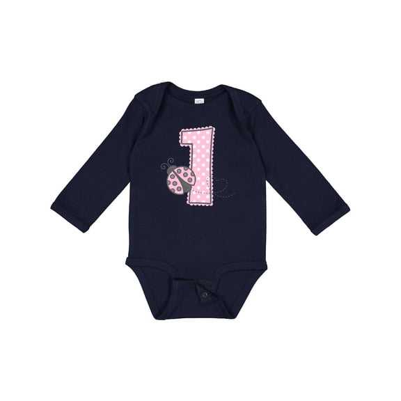 Inktastic Pink Ladybug 1st Birthday Girls Long Sleeve Baby Bodysuit
