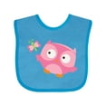 thumbnail image 1 of Inktastic Pink Owl and Butterfly Girls Baby Bib, 1 of 4