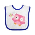 thumbnail image 1 of Inktastic Pink Owl and Butterfly Girls Baby Bib, 1 of 4