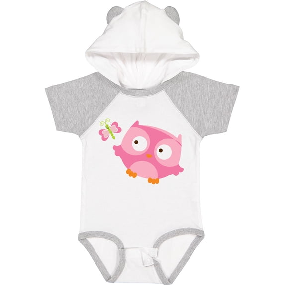Inktastic Pink Owl and Butterfly Girls Baby Bodysuit