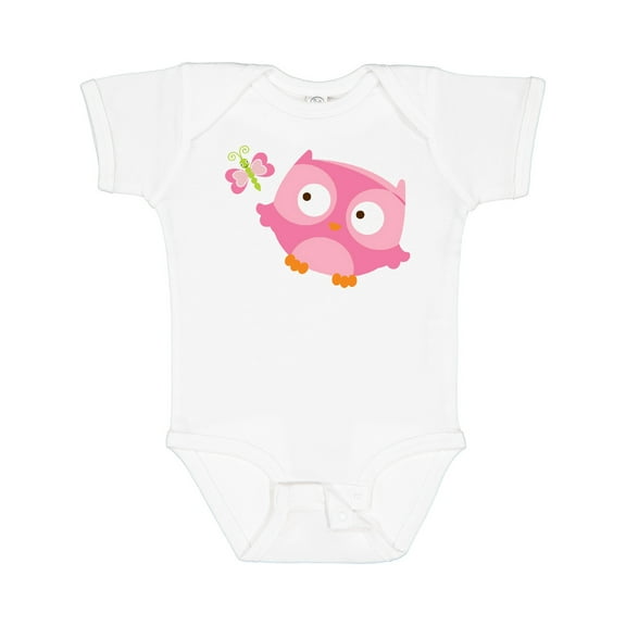 Inktastic Pink Owl and Butterfly Girls Baby Bodysuit