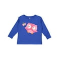 thumbnail image 1 of Inktastic Pink Owl and Butterfly Girls Long Sleeve Toddler T-Shirt, 1 of 5