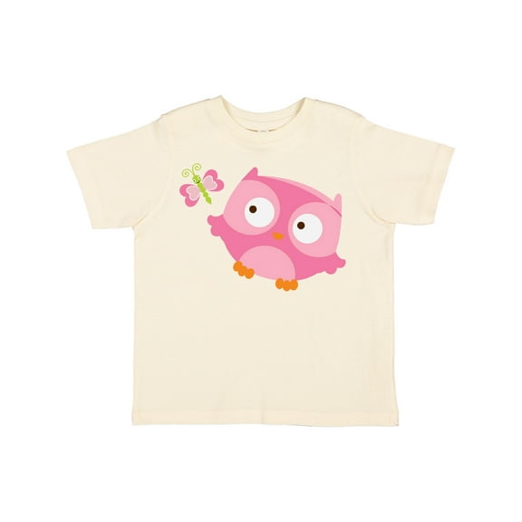 Inktastic Pink Owl and Butterfly Girls Toddler T-Shirt