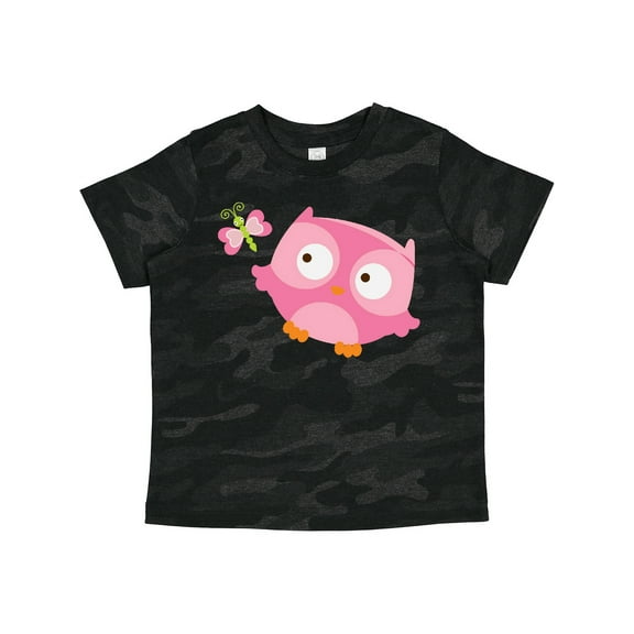 Inktastic Pink Owl and Butterfly Girls Toddler T-Shirt